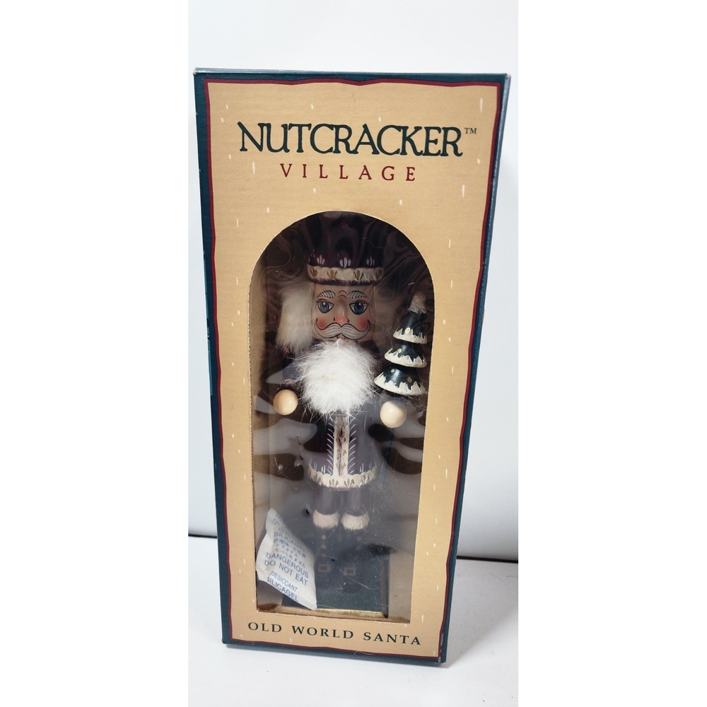 Vintage 1999 Nutcracker Village Old World Santa 9.5"T Figurine w/Green Tree, VG!